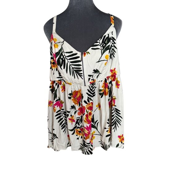 Torrid Floral Print Plus Size Tank Top With Zipper Closure Size 1X - Picture 2 of 6